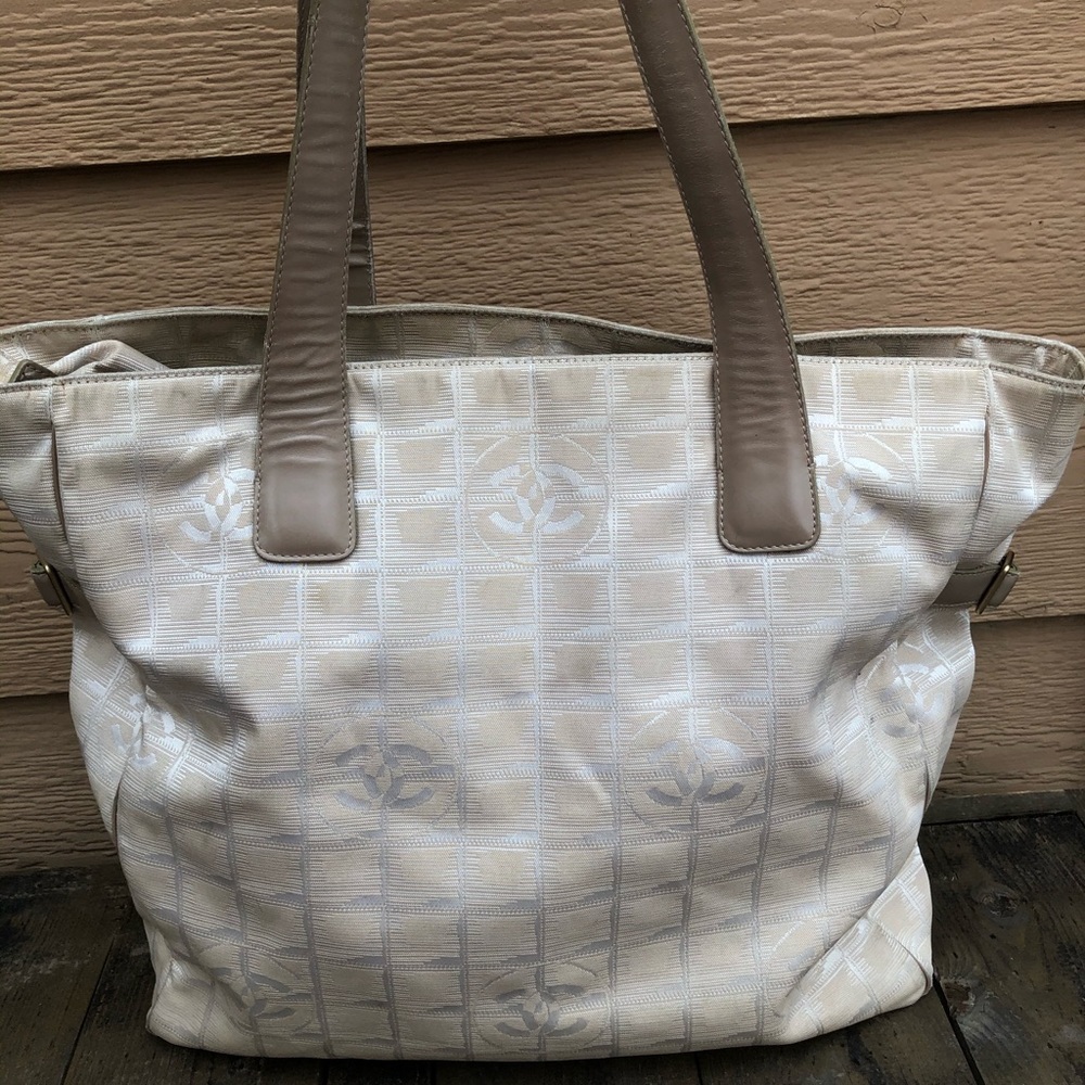 Chanel tote bag new travel line beige nylon